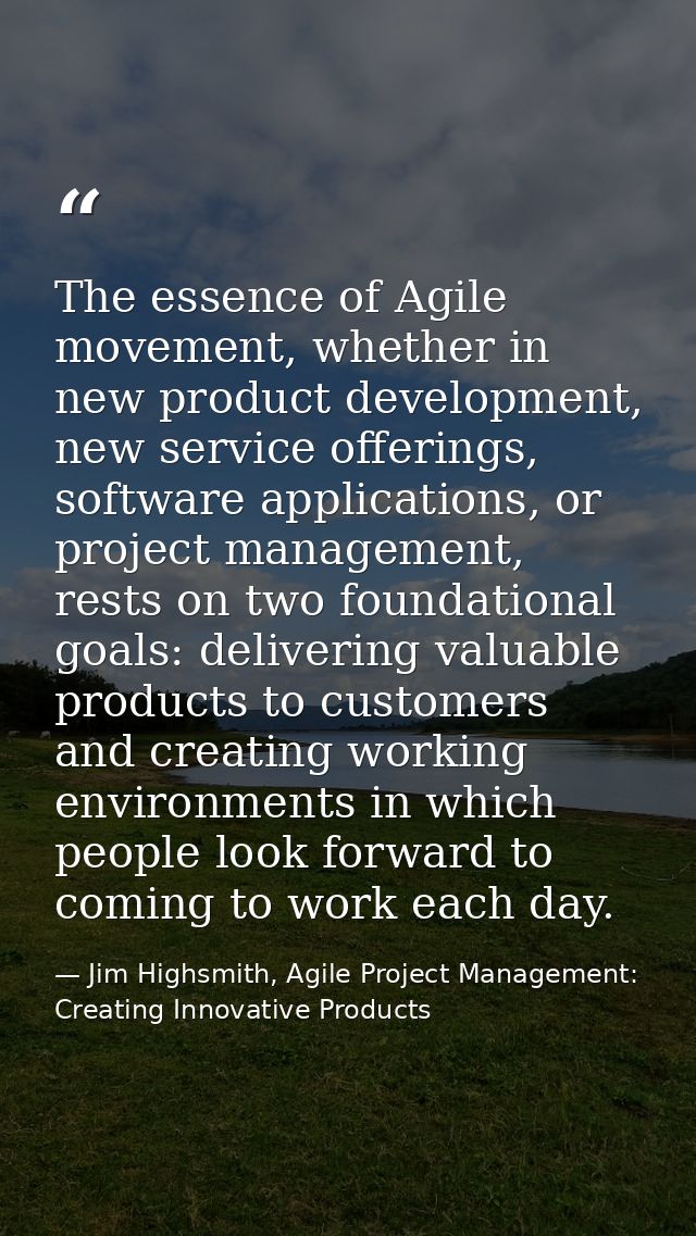 The essence of Agile movement, whether in new product development, new service offerings, software applications, or proj — Jim Highsmith, Agile Project Management: Creating Innovative Products