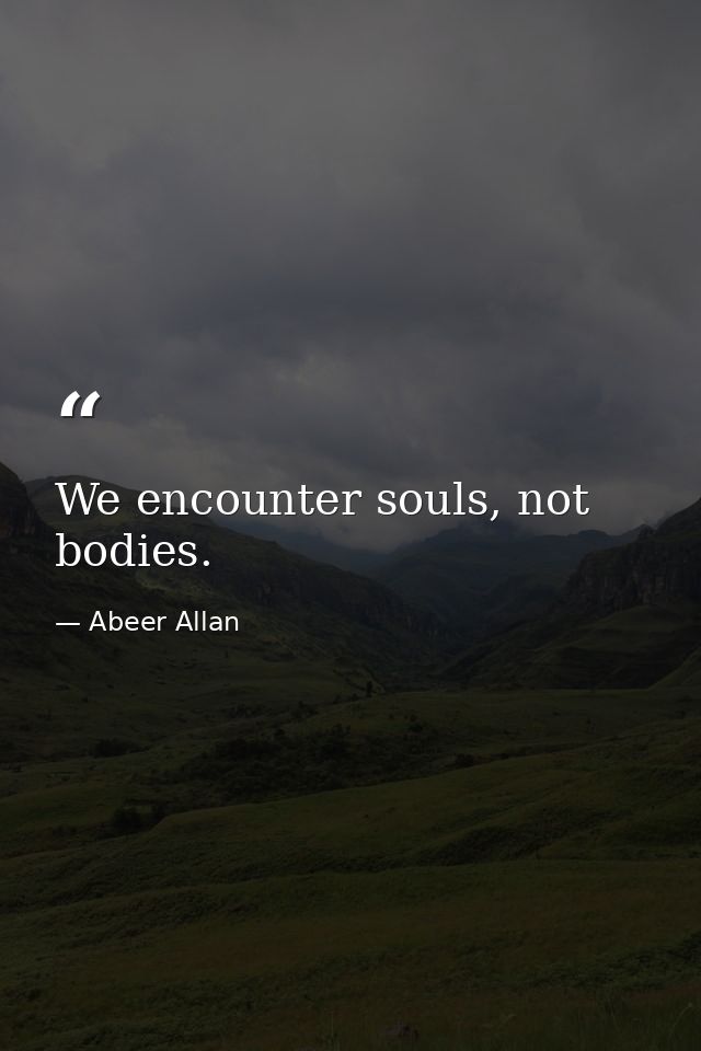 We encounter souls, not bodies. — Abeer Allan