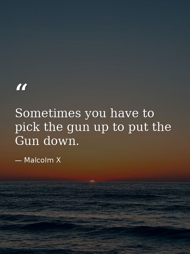 Sometimes you have to pick the gun up to put the Gun down. — Malcolm X