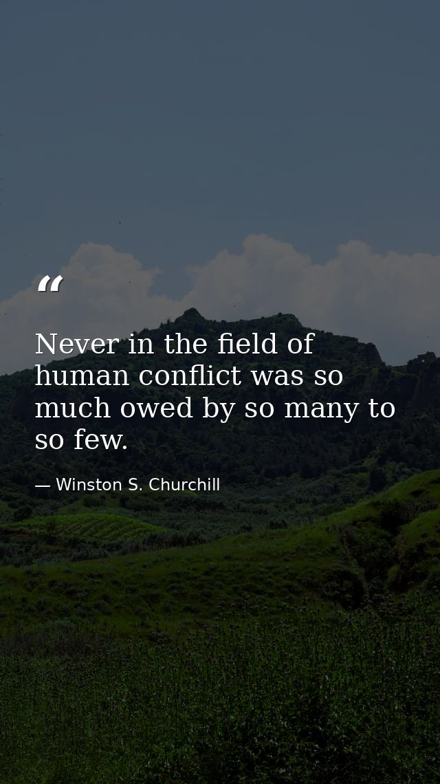 Never in the field of human conflict was so much owed by so many to so few. — Winston S. Churchill