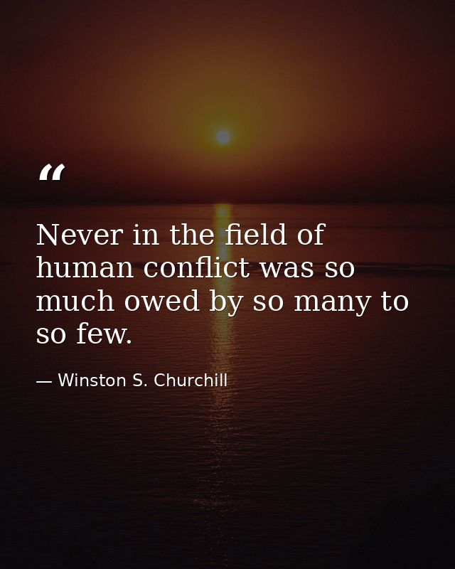 Never in the field of human conflict was so much owed by so many to so few. — Winston S. Churchill
