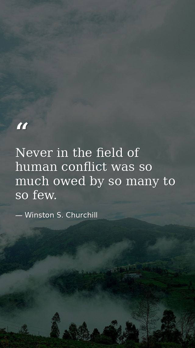 Never in the field of human conflict was so much owed by so many to so few. — Winston S. Churchill
