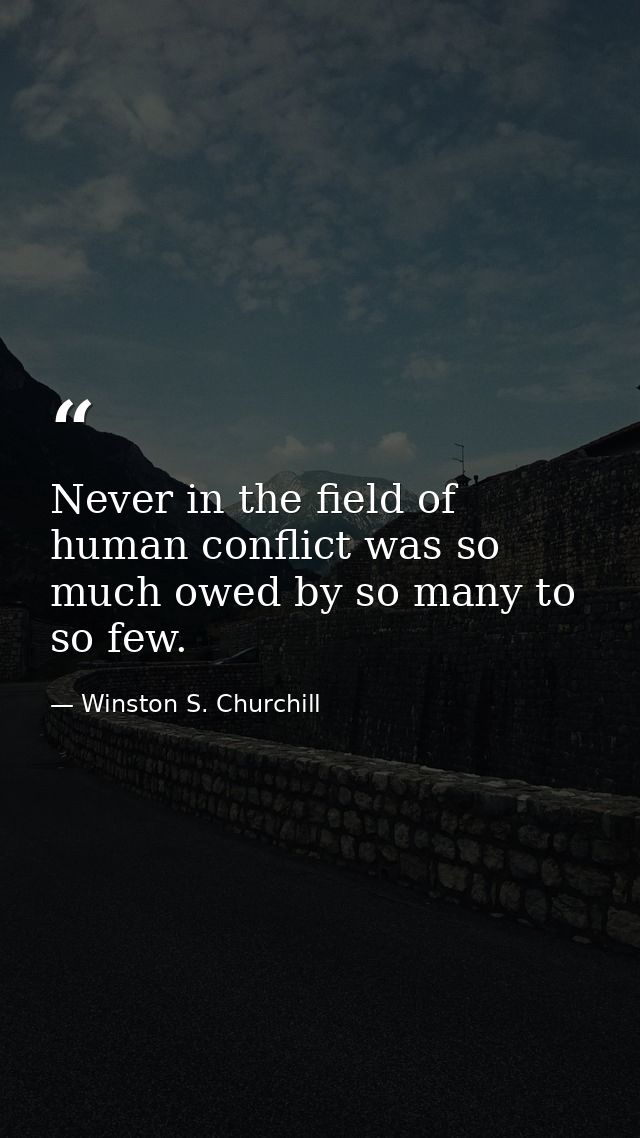 Never in the field of human conflict was so much owed by so many to so few. — Winston S. Churchill