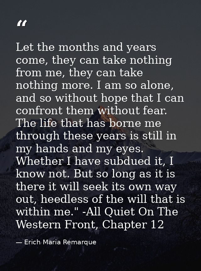 Let the months and years come, they can take nothing from me, they can take nothing more. I am so alone, and so without  — Erich Maria Remarque