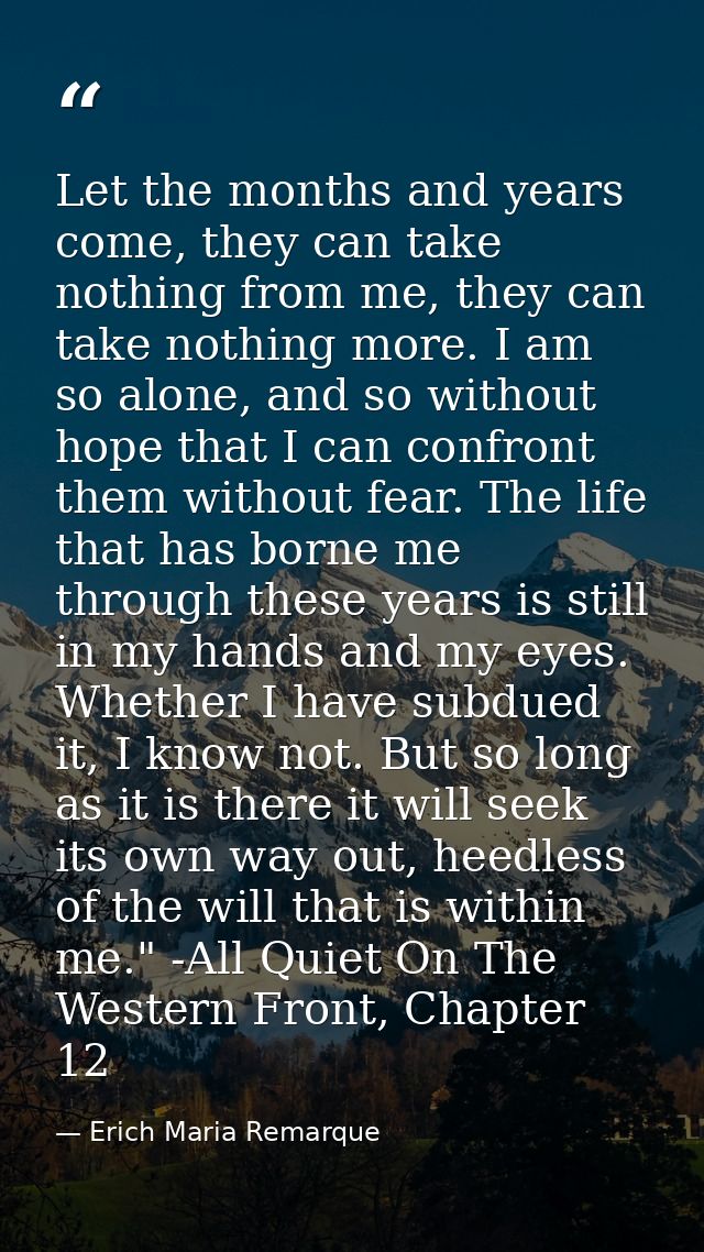 Let the months and years come, they can take nothing from me, they can take nothing more. I am so alone, and so without  — Erich Maria Remarque