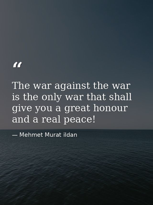 The war against the war is the only war that shall give you a great honour and a real peace! — Mehmet Murat ildan