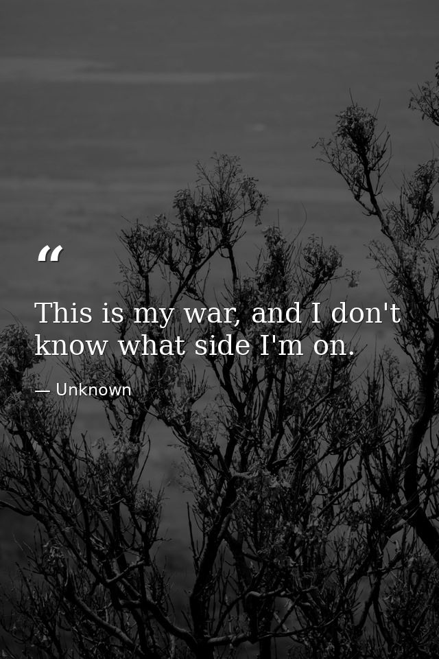 This is my war, and I don't know what side I'm on. — Unknown