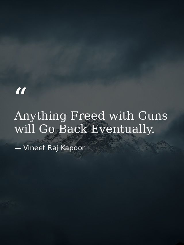 Anything Freed with Guns will Go Back Eventually. — Vineet Raj Kapoor