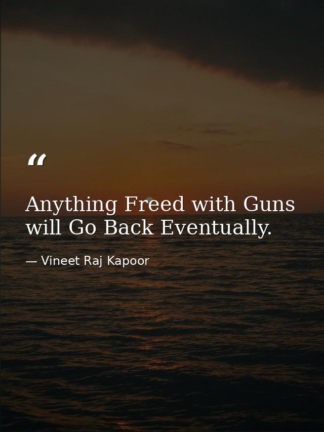Anything Freed with Guns will Go Back Eventually. — Vineet Raj Kapoor