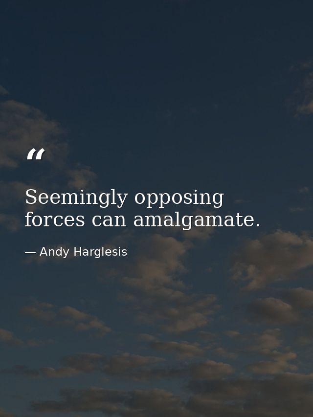 Seemingly opposing forces can amalgamate. — Andy Harglesis