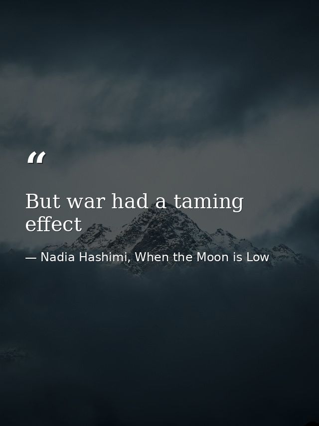 But war had a taming effect — Nadia Hashimi, When the Moon is Low