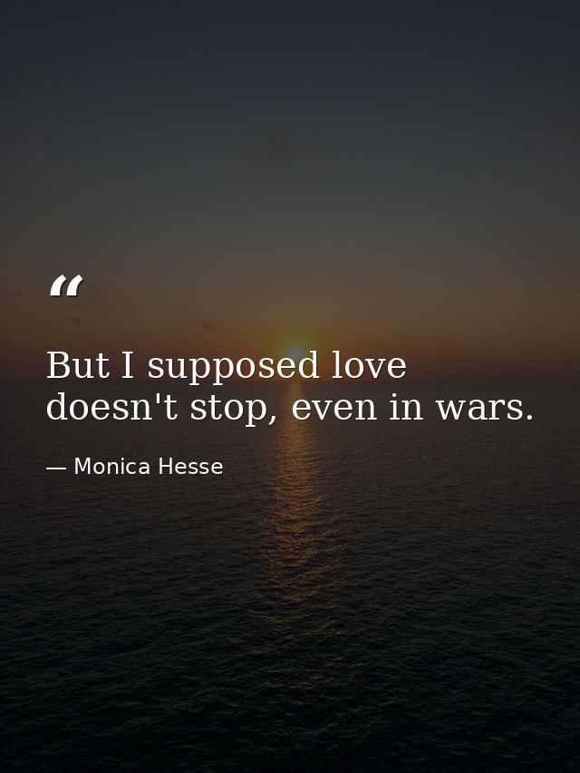 But I supposed love doesn't stop, even in wars. — Monica Hesse