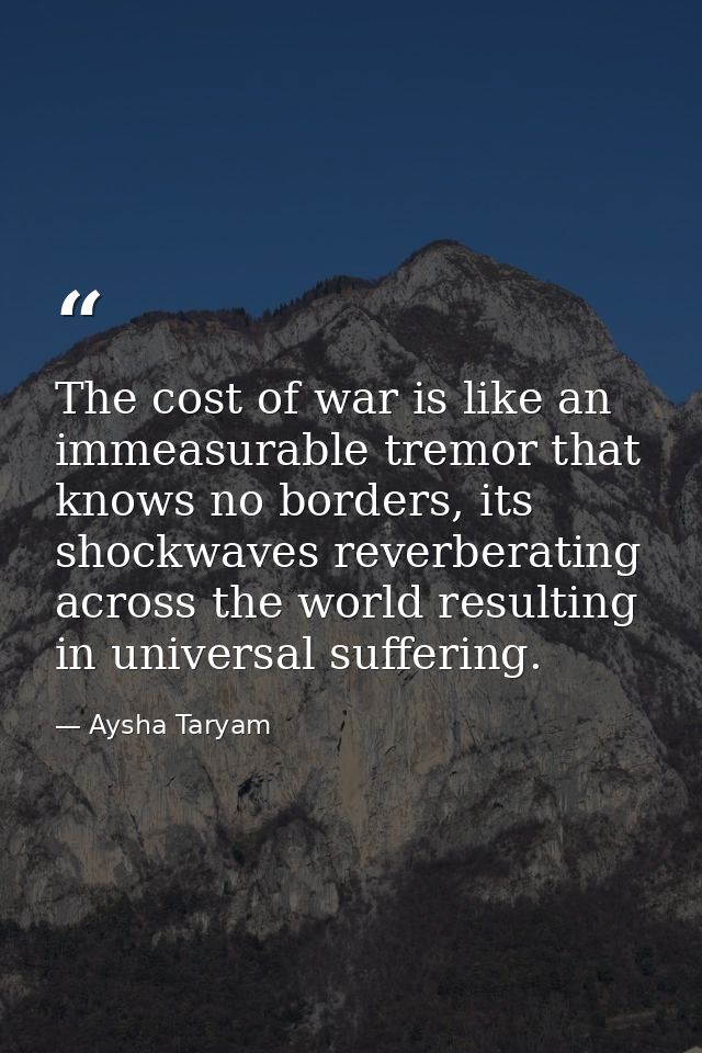 The cost of war is like an immeasurable tremor that knows no borders, its shockwaves reverberating across the world resu — Aysha Taryam