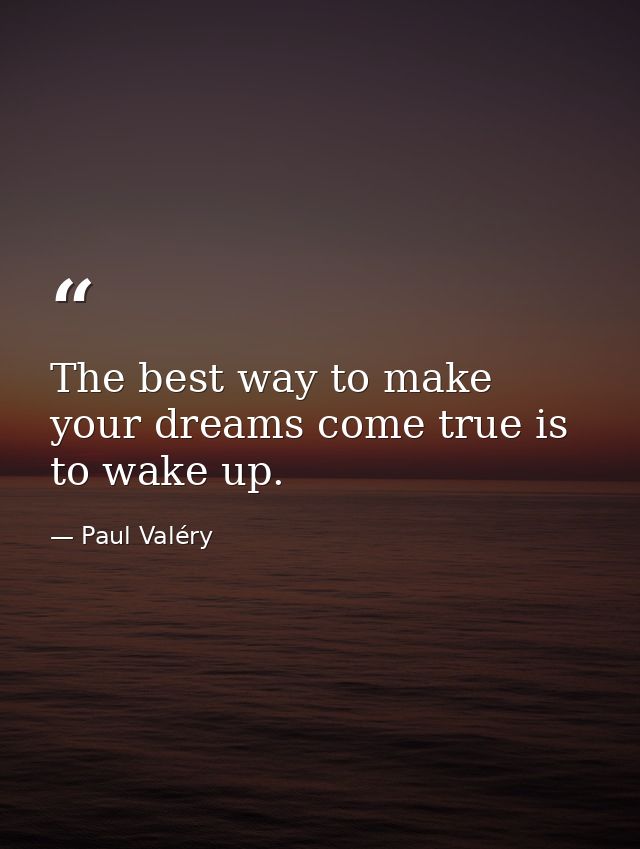 The best way to make your dreams come true is to wake up. — Paul Valéry