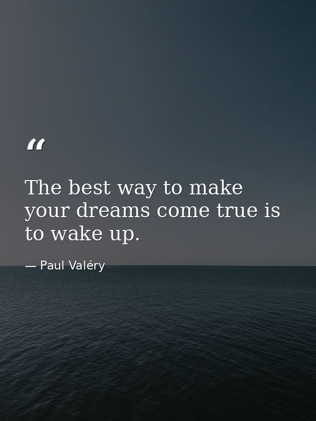 The best way to make your dreams come true is to wake up. — Paul Valéry