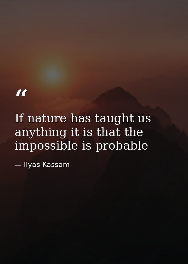 If nature has taught us anything it is that the impossible is probable — Ilyas Kassam