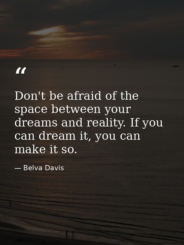 Don't be afraid of the space between your dreams and reality. If you can dream it, you can make it so. — Belva Davis