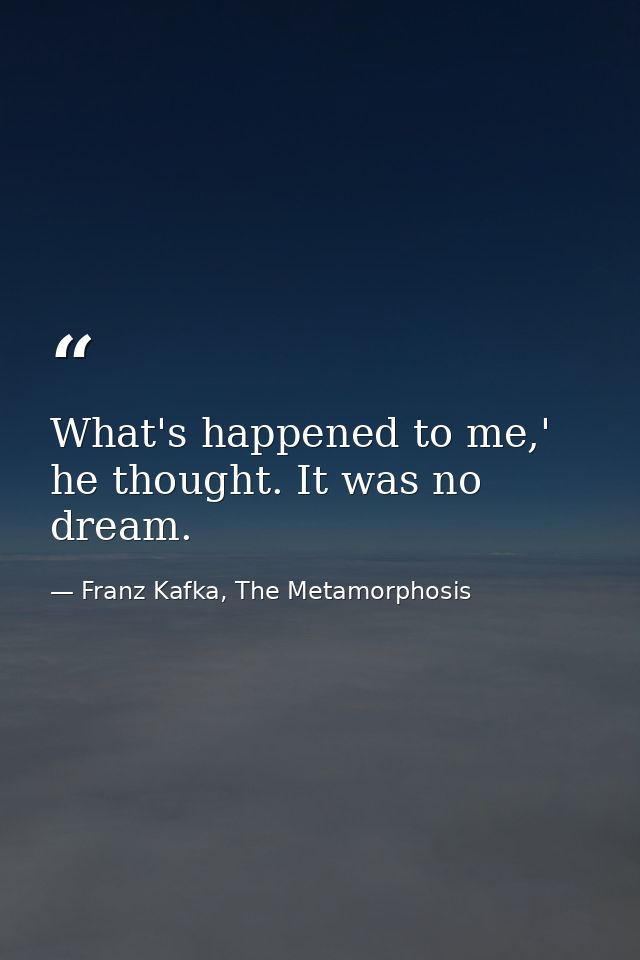 What's happened to me,' he thought. It was no dream. — Franz Kafka, The Metamorphosis
