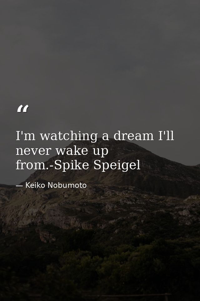 I'm watching a dream I'll never wake up from.-Spike Speigel — Keiko Nobumoto