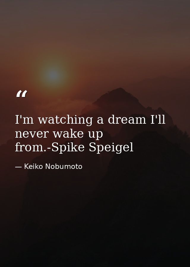 I'm watching a dream I'll never wake up from.-Spike Speigel — Keiko Nobumoto