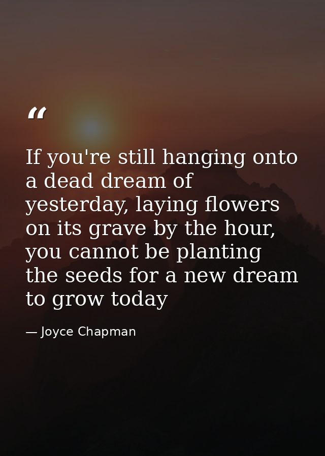 If you're still hanging onto a dead dream of yesterday, laying flowers on its grave by the hour, you cannot be planting  — Joyce Chapman