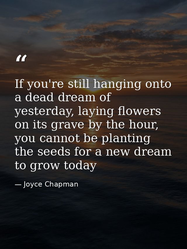 If you're still hanging onto a dead dream of yesterday, laying flowers on its grave by the hour, you cannot be planting  — Joyce Chapman
