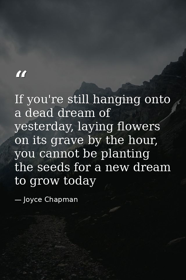 If you're still hanging onto a dead dream of yesterday, laying flowers on its grave by the hour, you cannot be planting  — Joyce Chapman