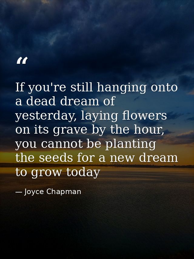 If you're still hanging onto a dead dream of yesterday, laying flowers on its grave by the hour, you cannot be planting  — Joyce Chapman
