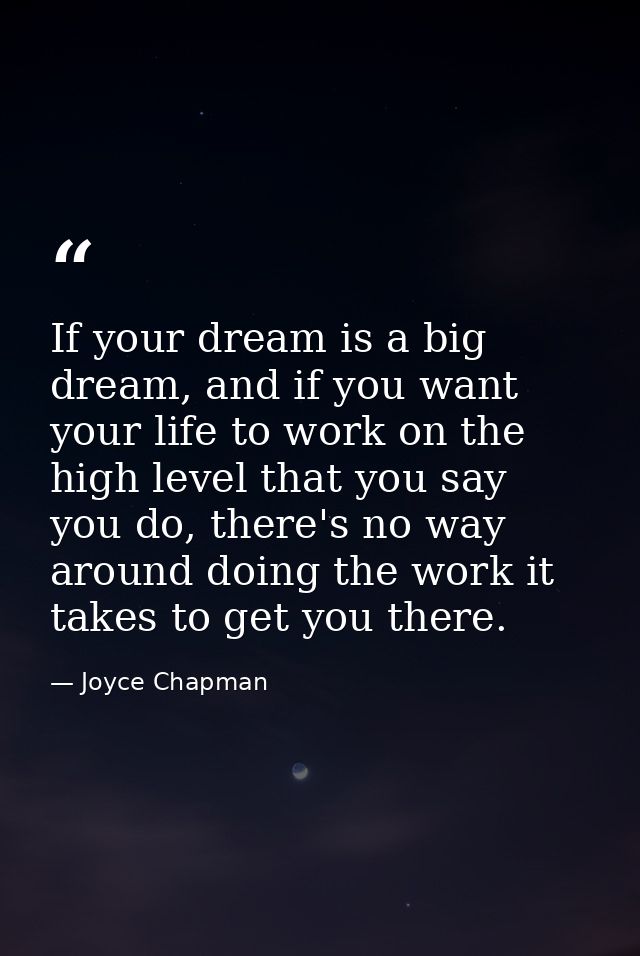 If your dream is a big dream, and if you want your life to work on the high level that you say you do, there's no way ar — Joyce Chapman