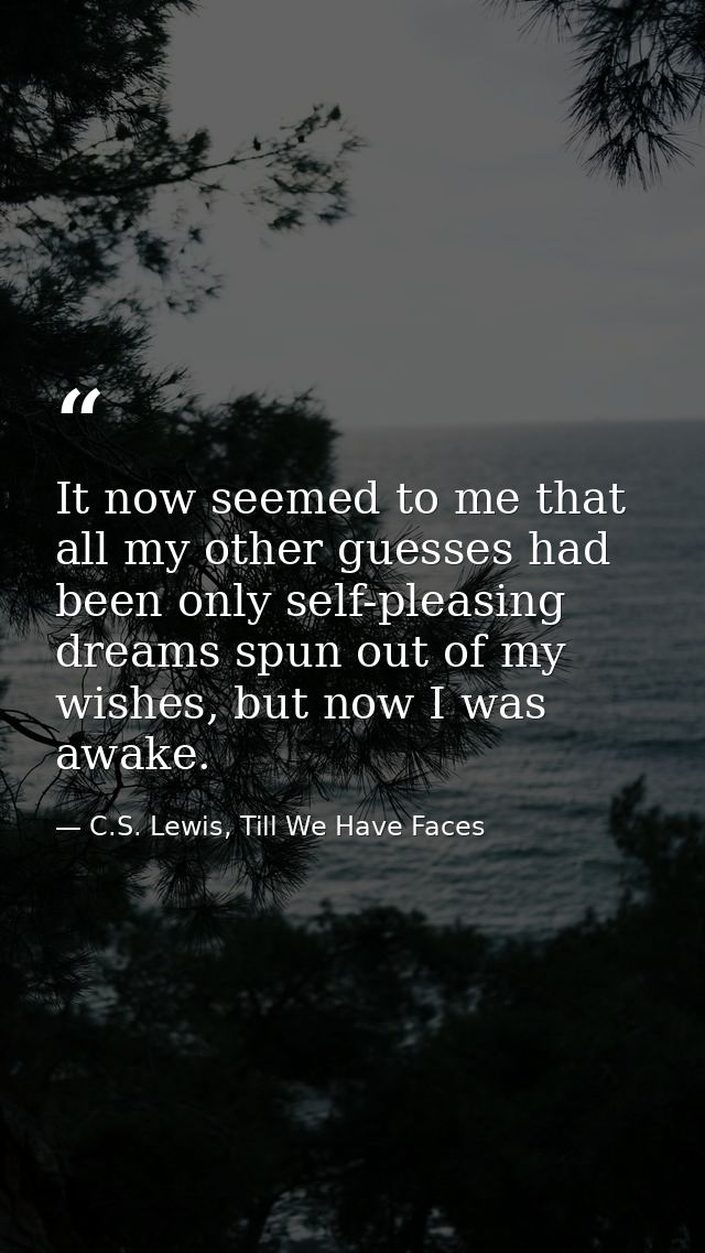 It now seemed to me that all my other guesses had been only self-pleasing dreams spun out of my wishes, but now I was aw — C.S. Lewis, Till We Have Faces