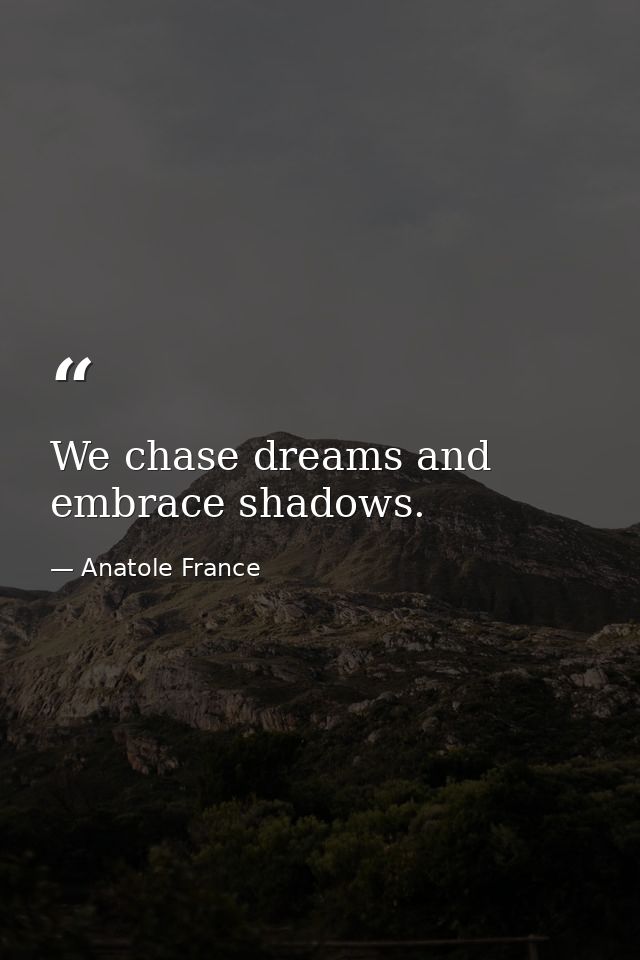 We chase dreams and embrace shadows. — Anatole France