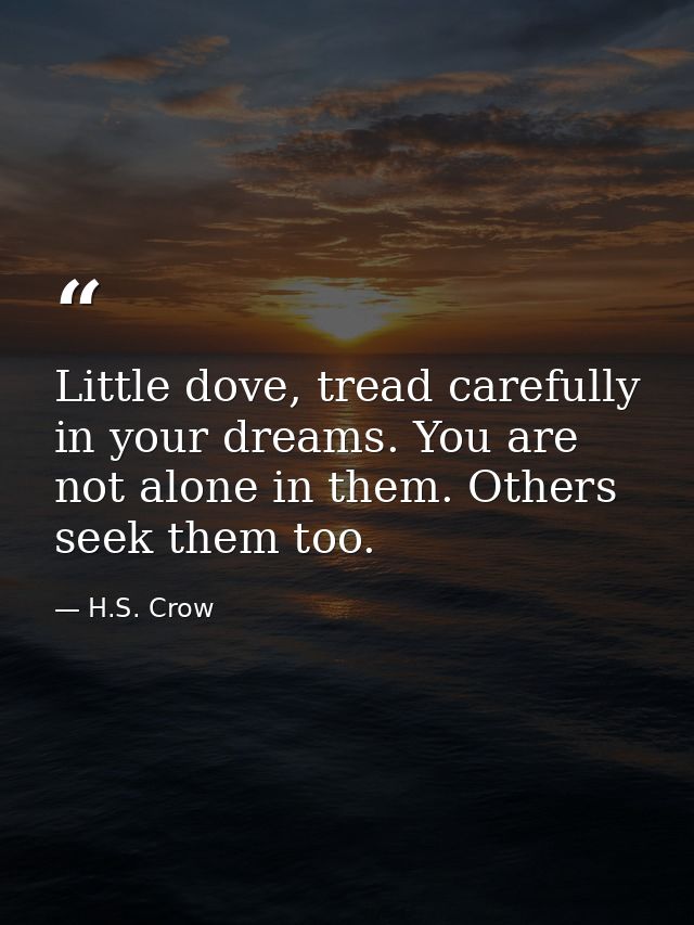 Little dove, tread carefully in your dreams. You are not alone in them. Others seek them too. — H.S. Crow