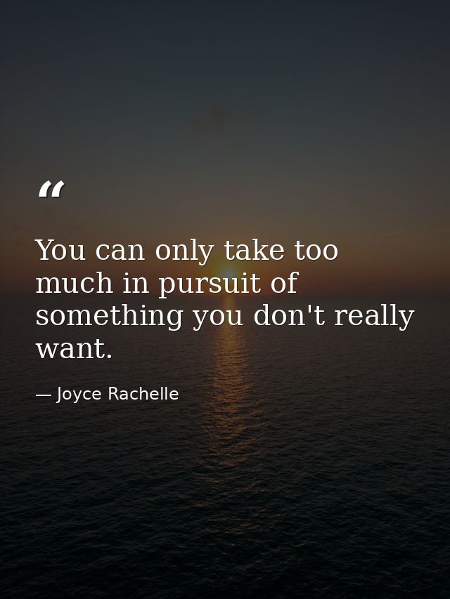 You can only take too much in pursuit of something you don't really want. — Joyce Rachelle