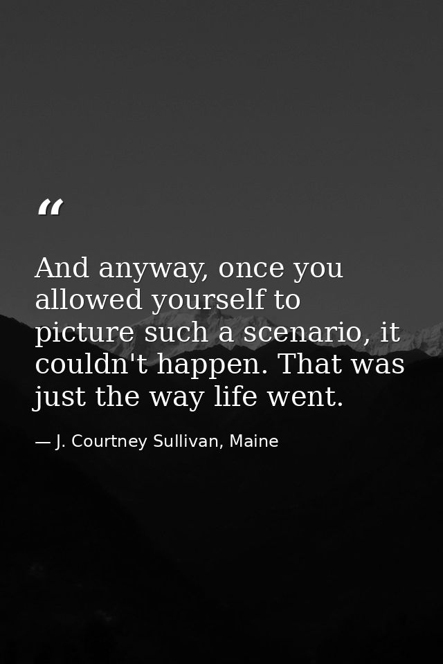 And anyway, once you allowed yourself to picture such a scenario, it couldn't happen. That was just the way life went. — J. Courtney Sullivan, Maine