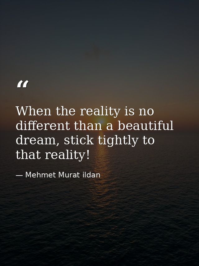 When the reality is no different than a beautiful dream, stick tightly to that reality! — Mehmet Murat ildan