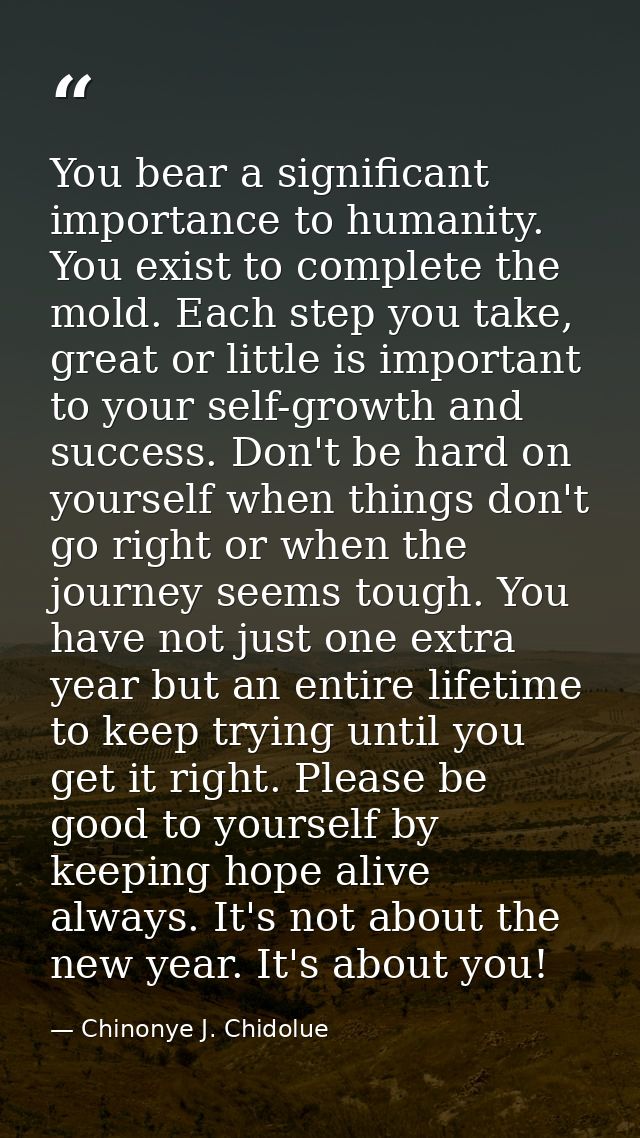 You bear a significant importance to humanity. You exist to complete the mold. Each step you take, great or little is im — Chinonye J. Chidolue