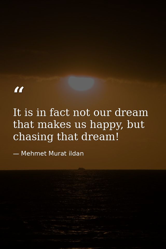 It is in fact not our dream that makes us happy, but chasing that dream! — Mehmet Murat ildan