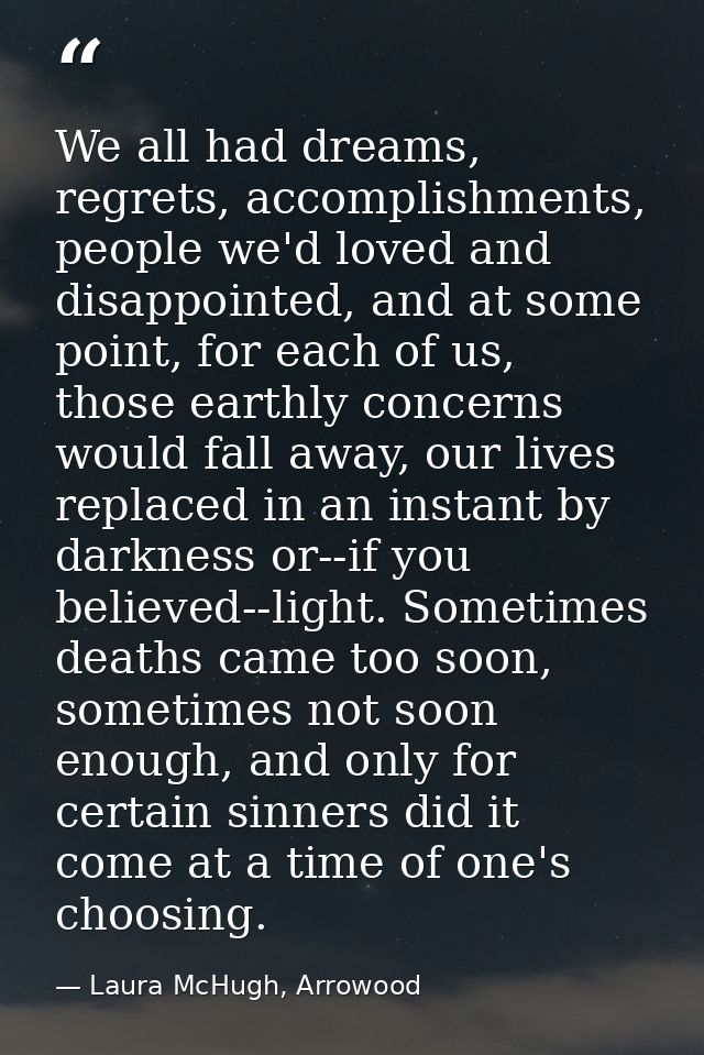 We all had dreams, regrets, accomplishments, people we'd loved and disappointed, and at some point, for each of us, thos — Laura McHugh, Arrowood