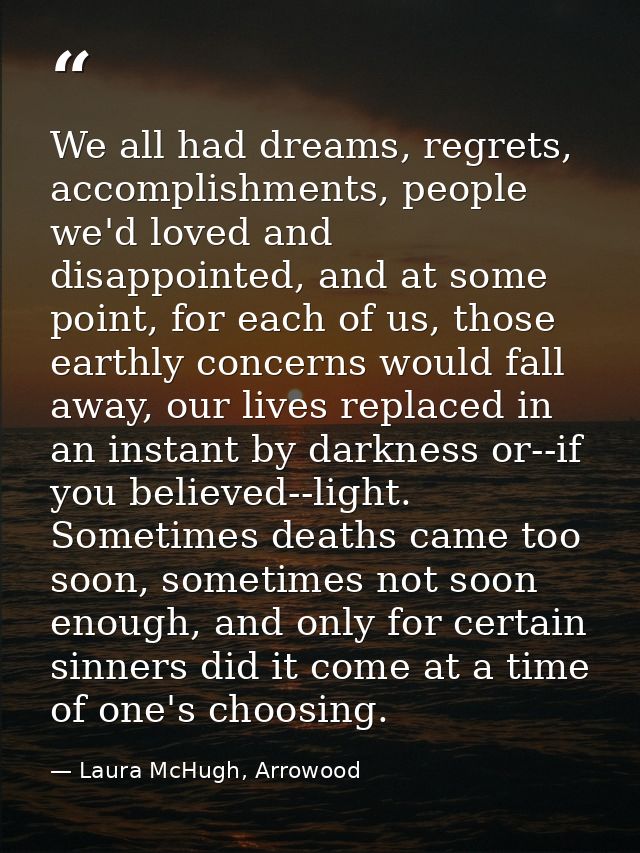 We all had dreams, regrets, accomplishments, people we'd loved and disappointed, and at some point, for each of us, thos — Laura McHugh, Arrowood