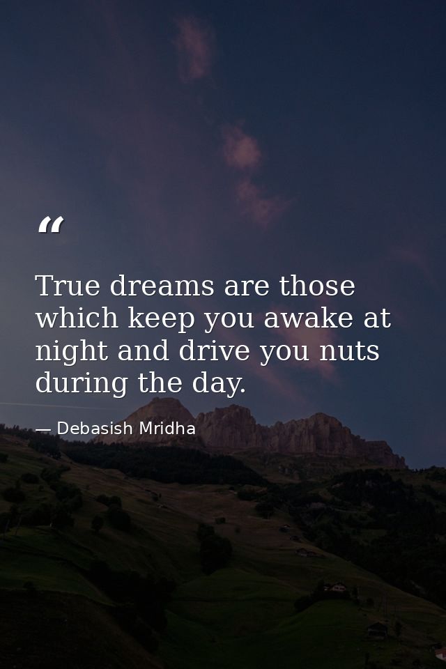 True dreams are those which keep you awake at night and drive you nuts during the day. — Debasish Mridha