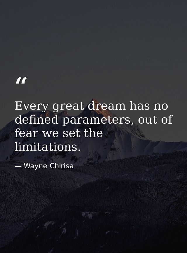 Every great dream has no defined parameters, out of fear we set the limitations. — Wayne Chirisa