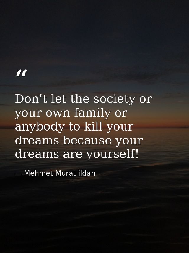 Don’t let the society or your own family or anybody to kill your dreams because your dreams are yourself! — Mehmet Murat ildan
