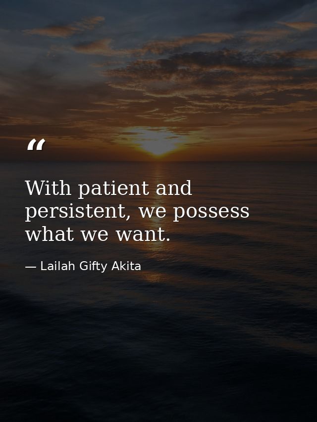 With patient and persistent, we possess what we want. — Lailah Gifty Akita