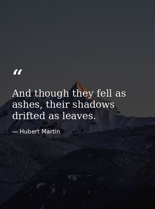 And though they fell as ashes, their shadows drifted as leaves. — Hubert Martin