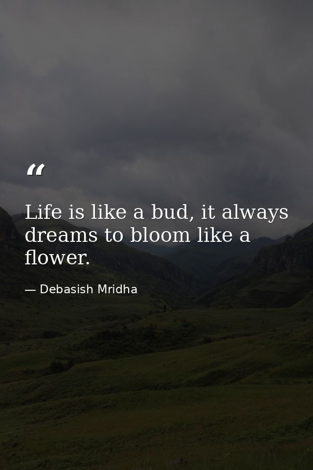 Life is like a bud, it always dreams to bloom like a flower. — Debasish Mridha