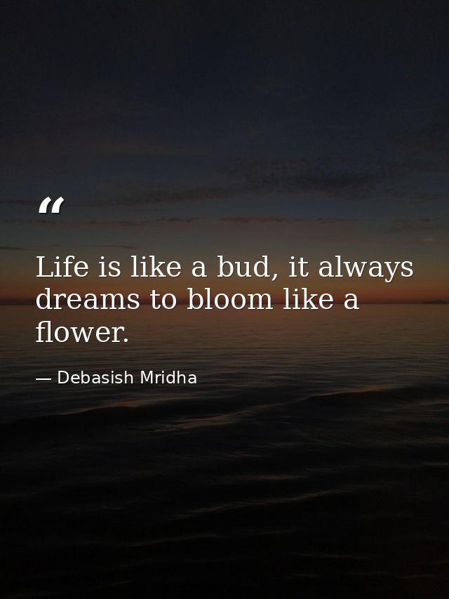 Life is like a bud, it always dreams to bloom like a flower. — Debasish Mridha