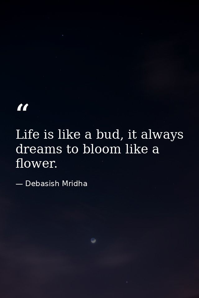 Life is like a bud, it always dreams to bloom like a flower. — Debasish Mridha