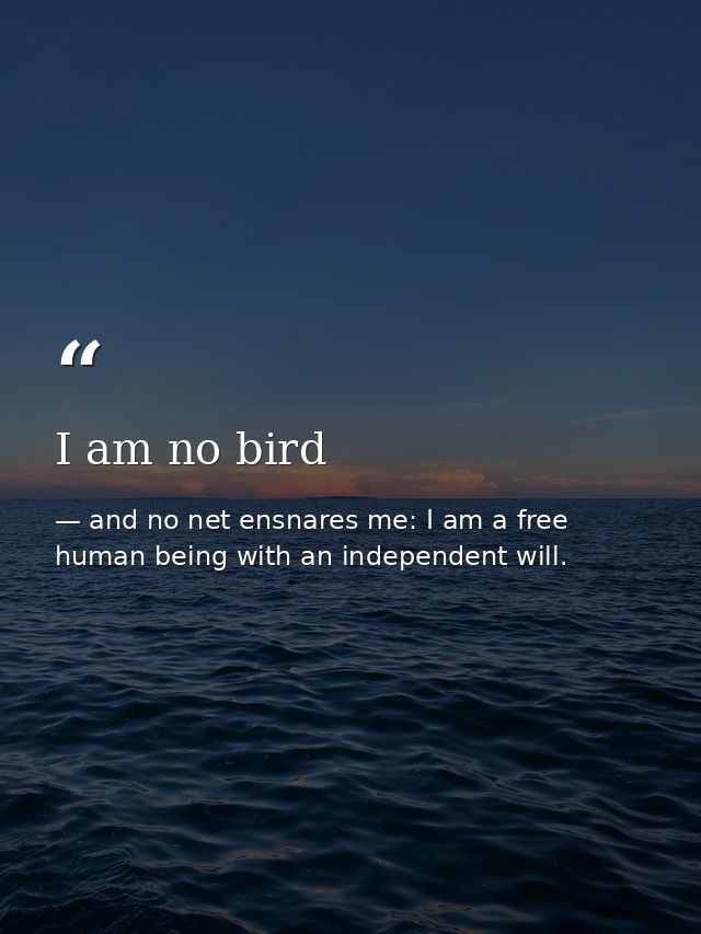 I am no bird — and no net ensnares me: I am a free human being with an independent will.