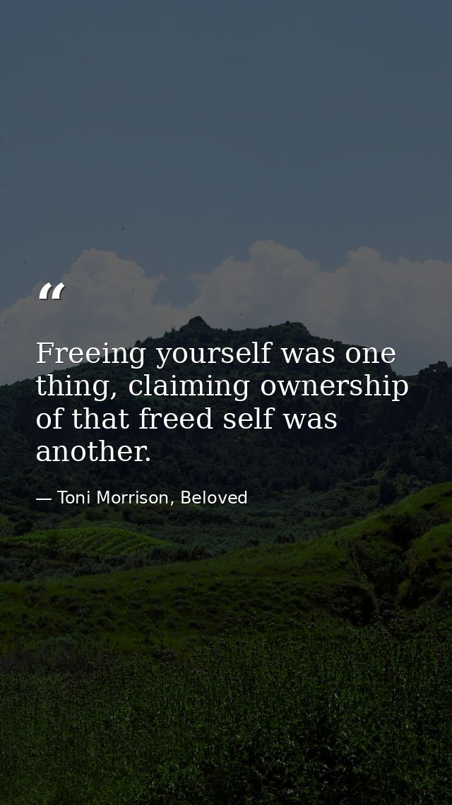 Freeing yourself was one thing, claiming ownership of that freed self was another. — Toni Morrison, Beloved