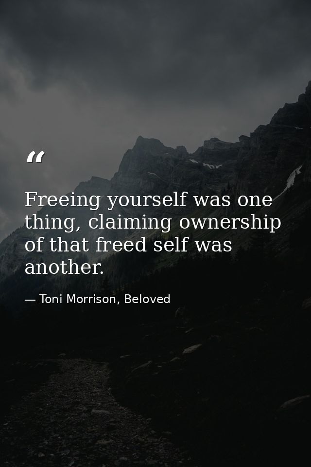 Freeing yourself was one thing, claiming ownership of that freed self was another. — Toni Morrison, Beloved